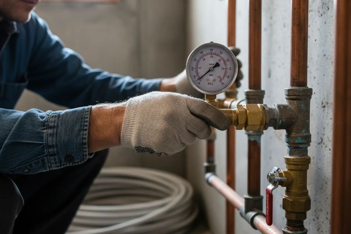 Pressure testing a repaired line during Water Line Repair in Moseley