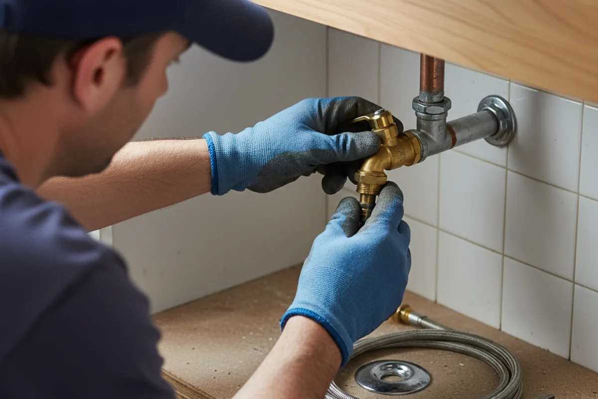 Shutoff valve and fitting work during Burst Pipe Repair in Moseley